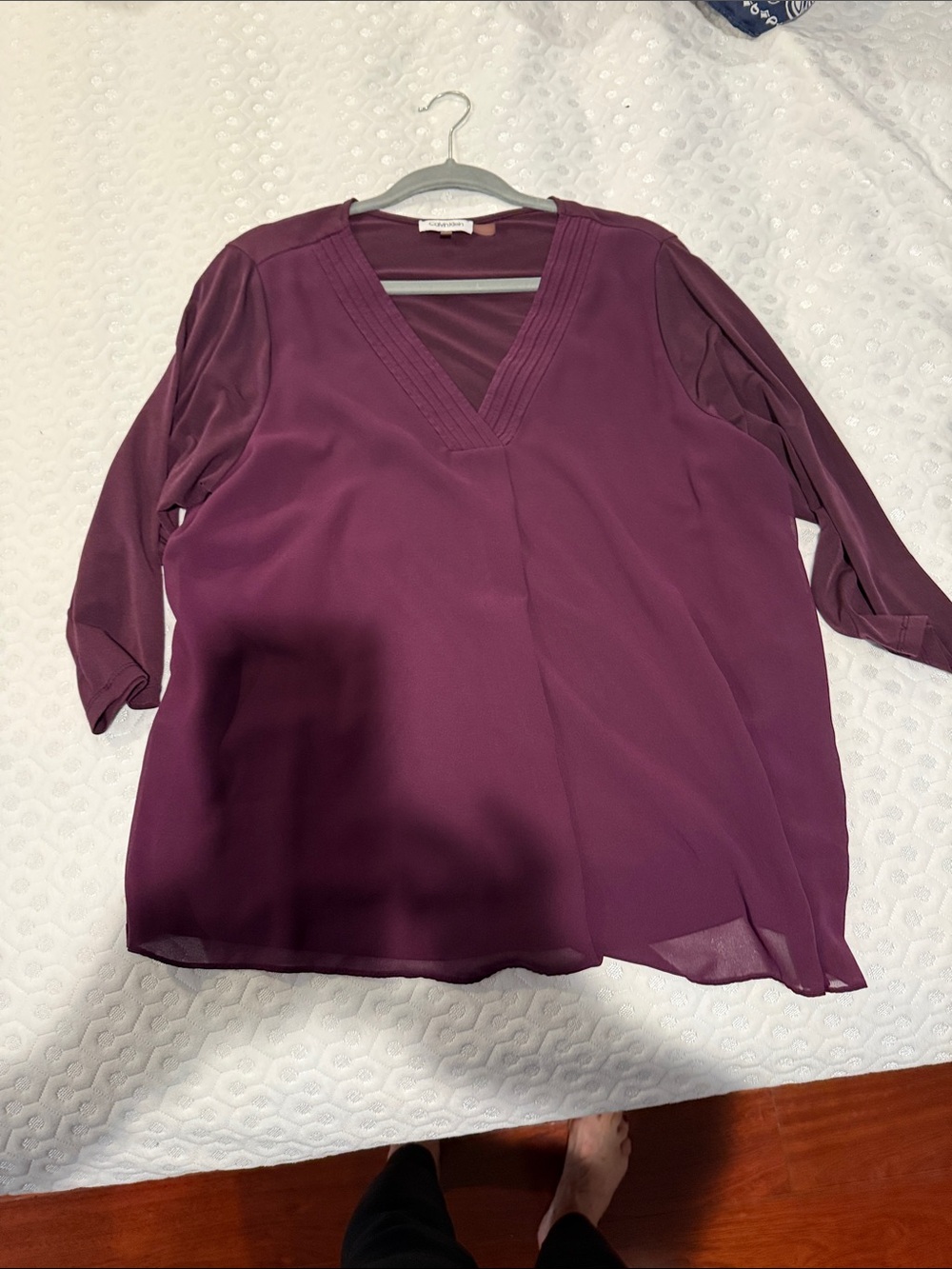 Calvin Klein Plum V-Neck Blouse